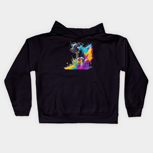 Dog Colors Splash Kids Hoodie by vamarik